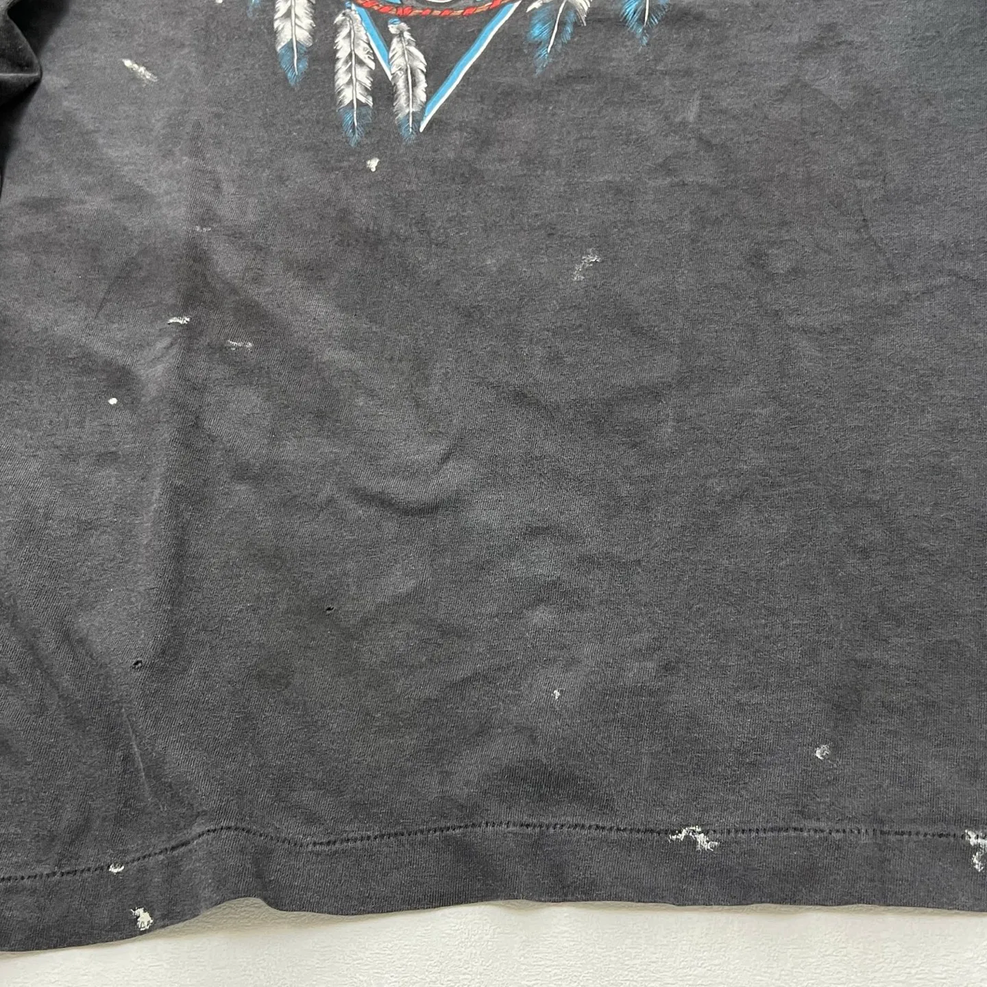 More details SAINT Mxxxxxx x TEFLON DISCO SAINT DISCO ML_LS TEE/BLK Eagle Feather Spider Web Distressed Long Sleeve S-XL Ready-to-wear Assute dyeing, water spray fading treatment, customized TEFLON DISCO co-branded accessories, hand-splashed ink, wormhole fraying treatment, genuine level printing process